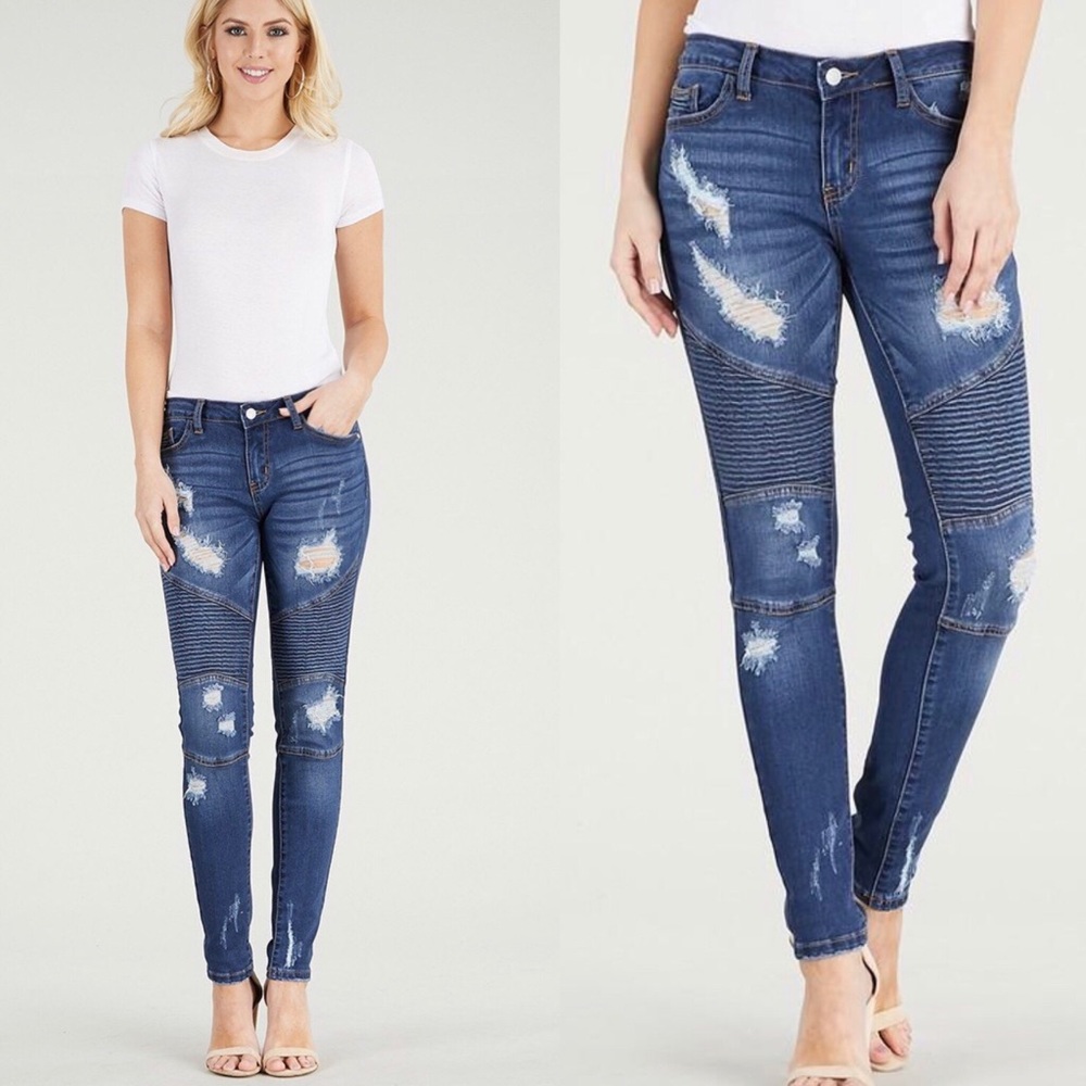 Judy Blue Distressed Moto Skinny Jeans